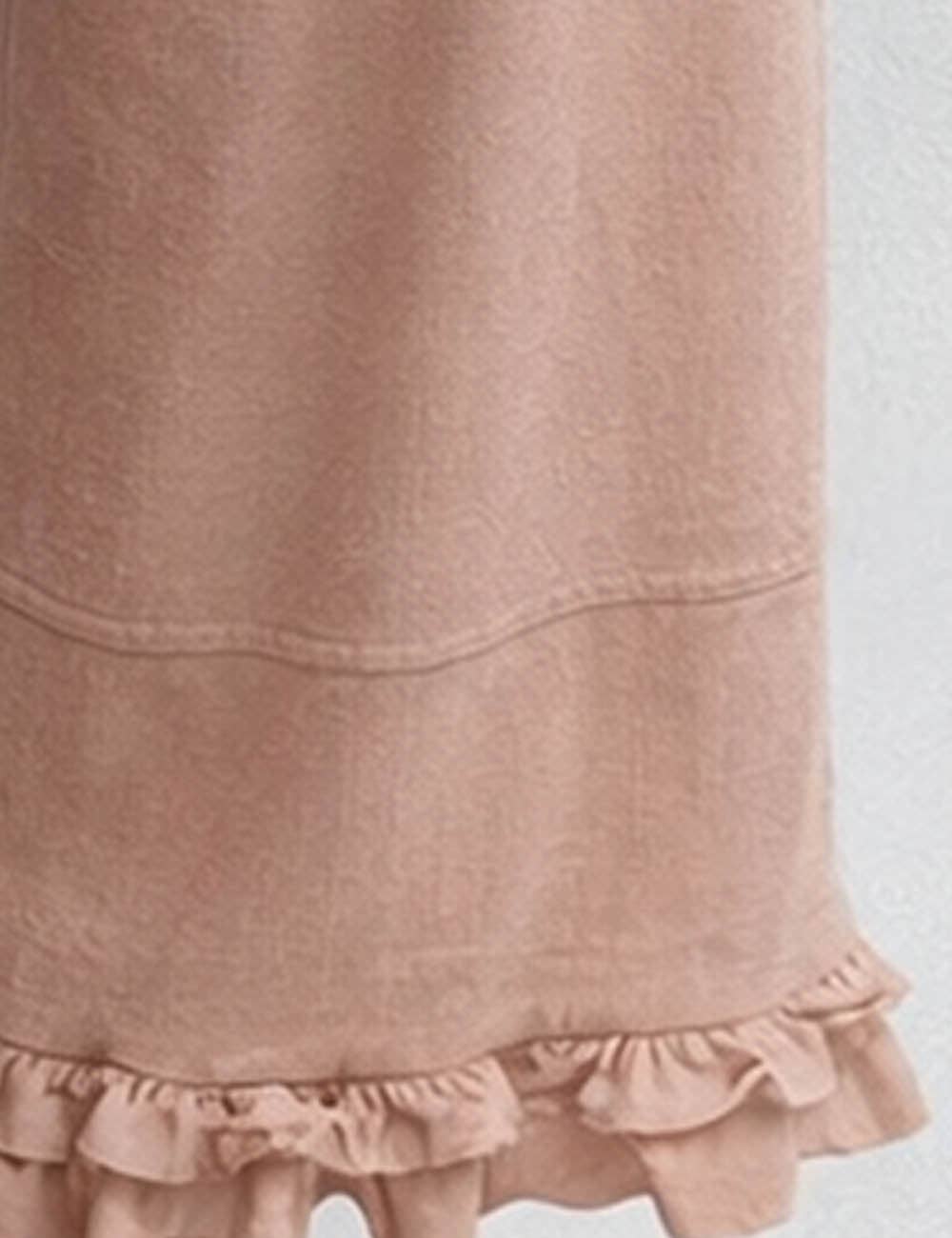 Ladies elastic waist wide-leg pants with drawstring and ruffle hem by Sweetkama, showing their flowy fabric and stylish design.