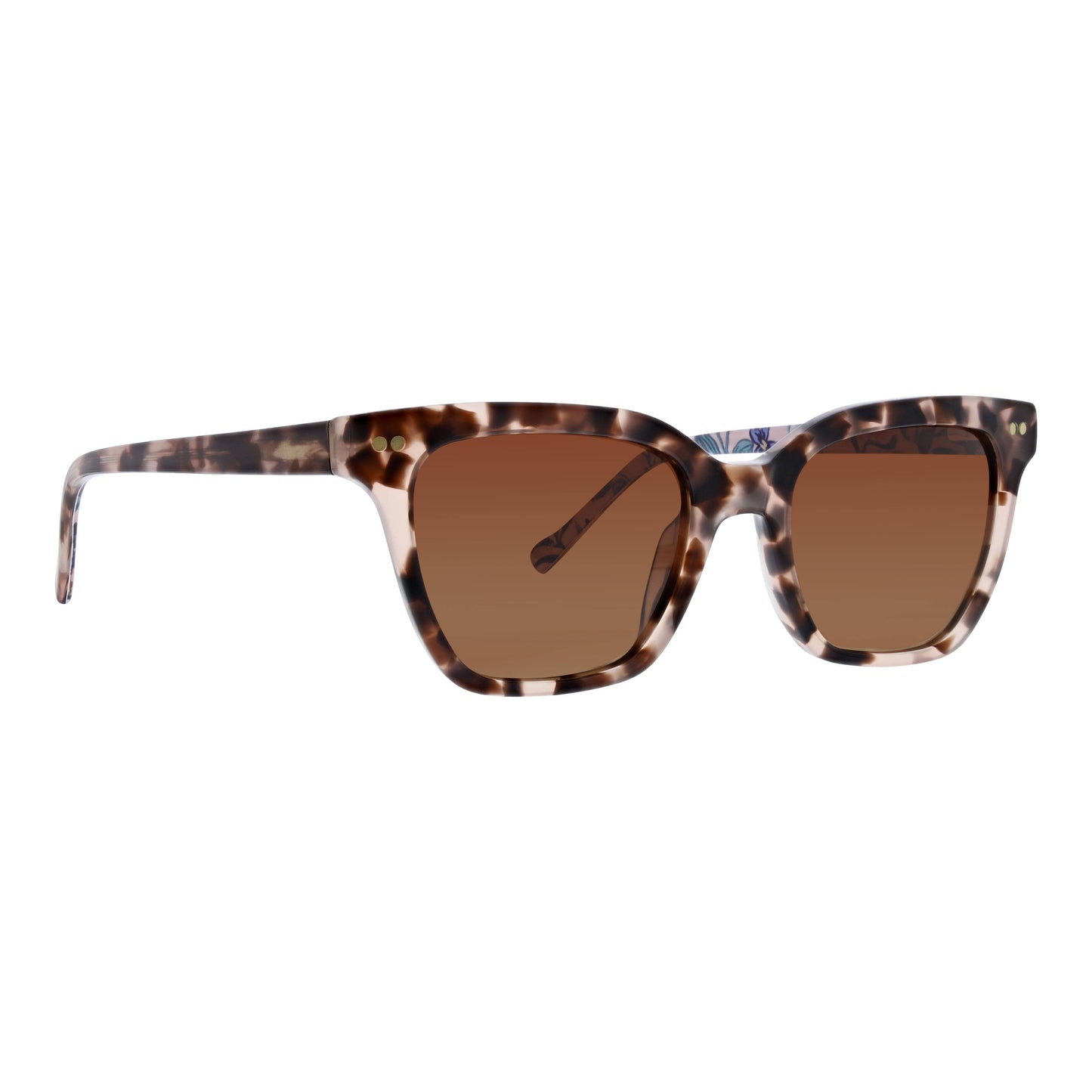 Vera Bradley Eyewear Keegan Paradise Coral polarized sunglasses with coral-colored frames and dark tinted lenses.