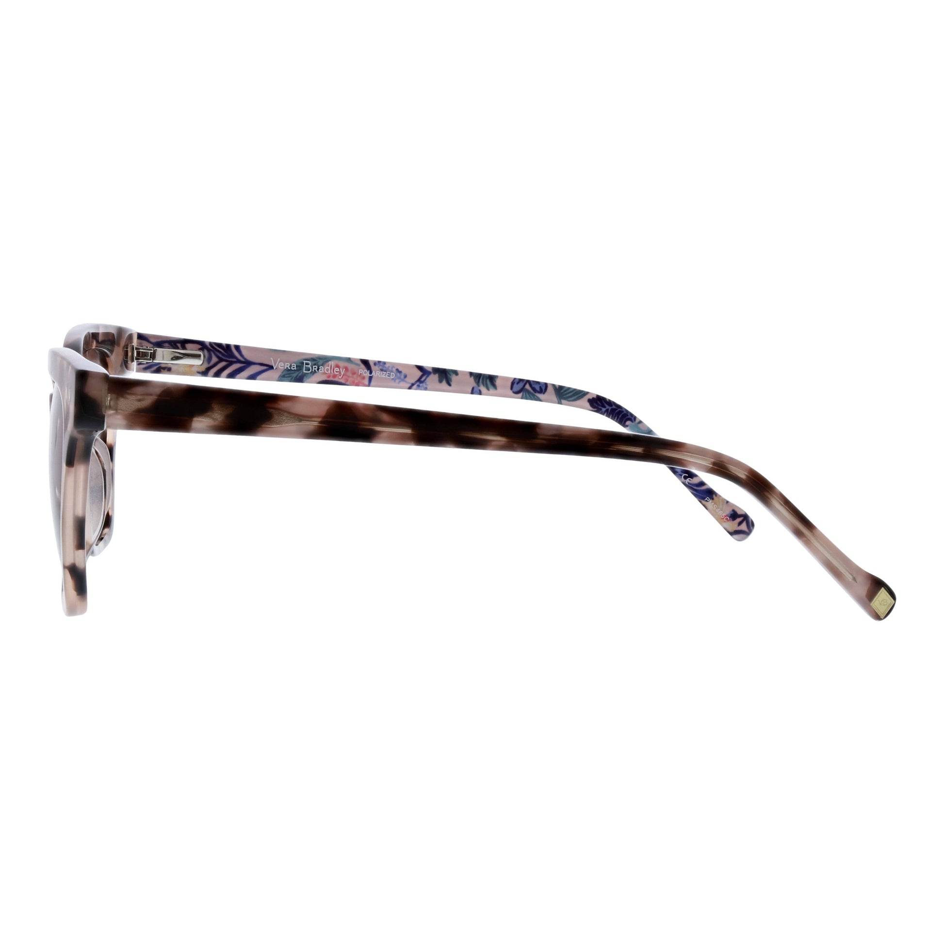 Vera Bradley Eyewear Keegan Paradise Coral polarized sunglasses with coral-colored frames and dark tinted lenses.