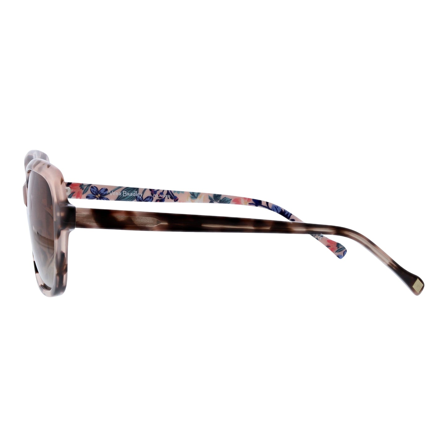 Vera Bradley Eyewear Mara Paradise Coral polarized sunglasses with vibrant coral-colored frames and tinted lenses.