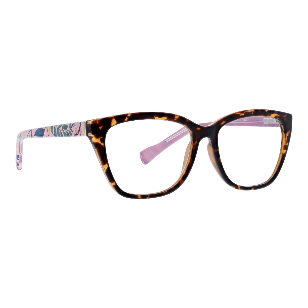 Vera Bradley Eyewear Mason Paradise Coral blue light readers with colorful, stylish frame and clear lenses for digital screen use.