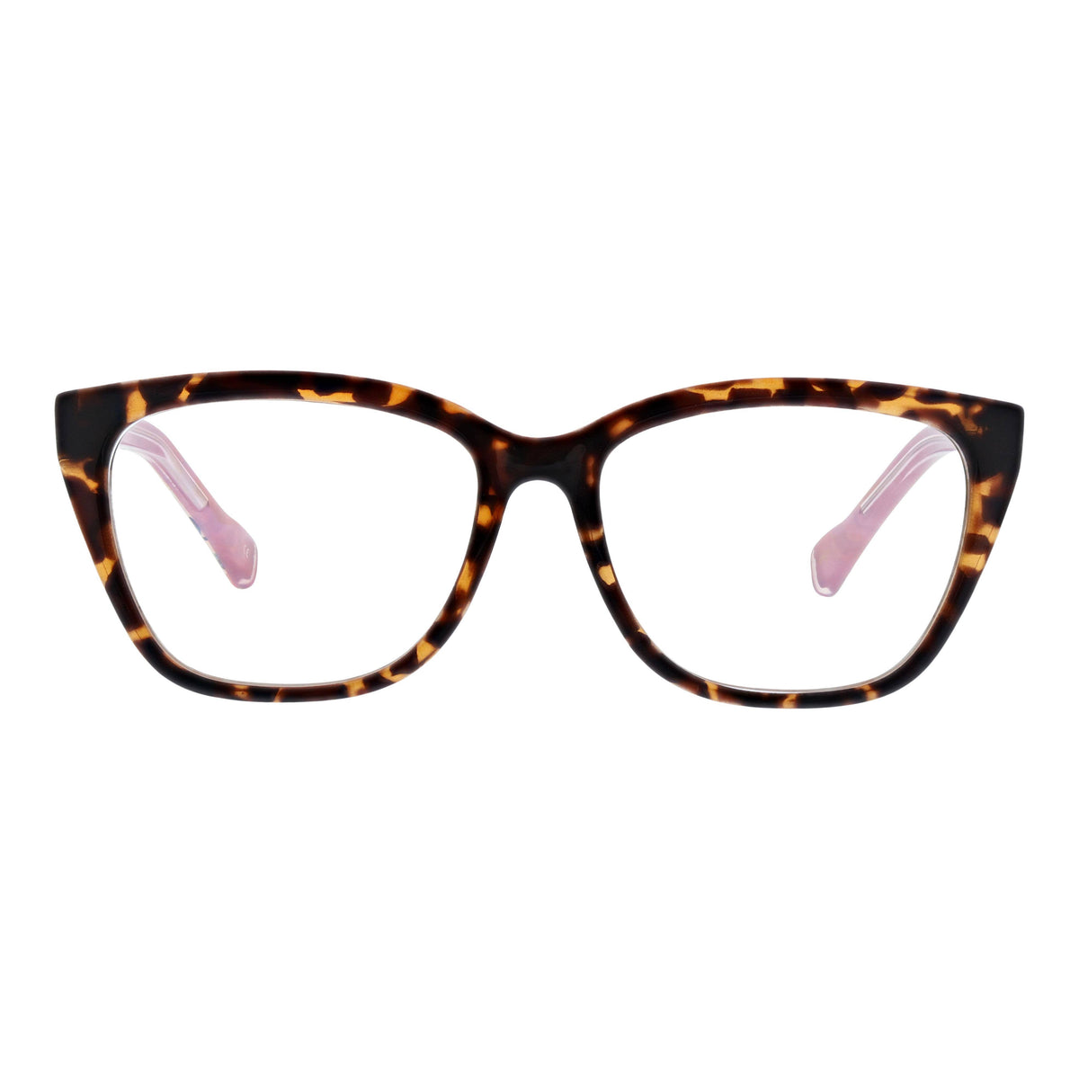 Vera Bradley Paradise Coral blue light readers with coral and blue patterned frames and clear lenses for digital screen protection.